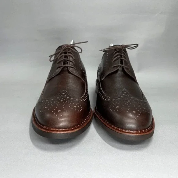 Paraboot Cousu Derby Men's Size 8.5 Brown Leather Wing Tip Goodyear Dress Shoes
